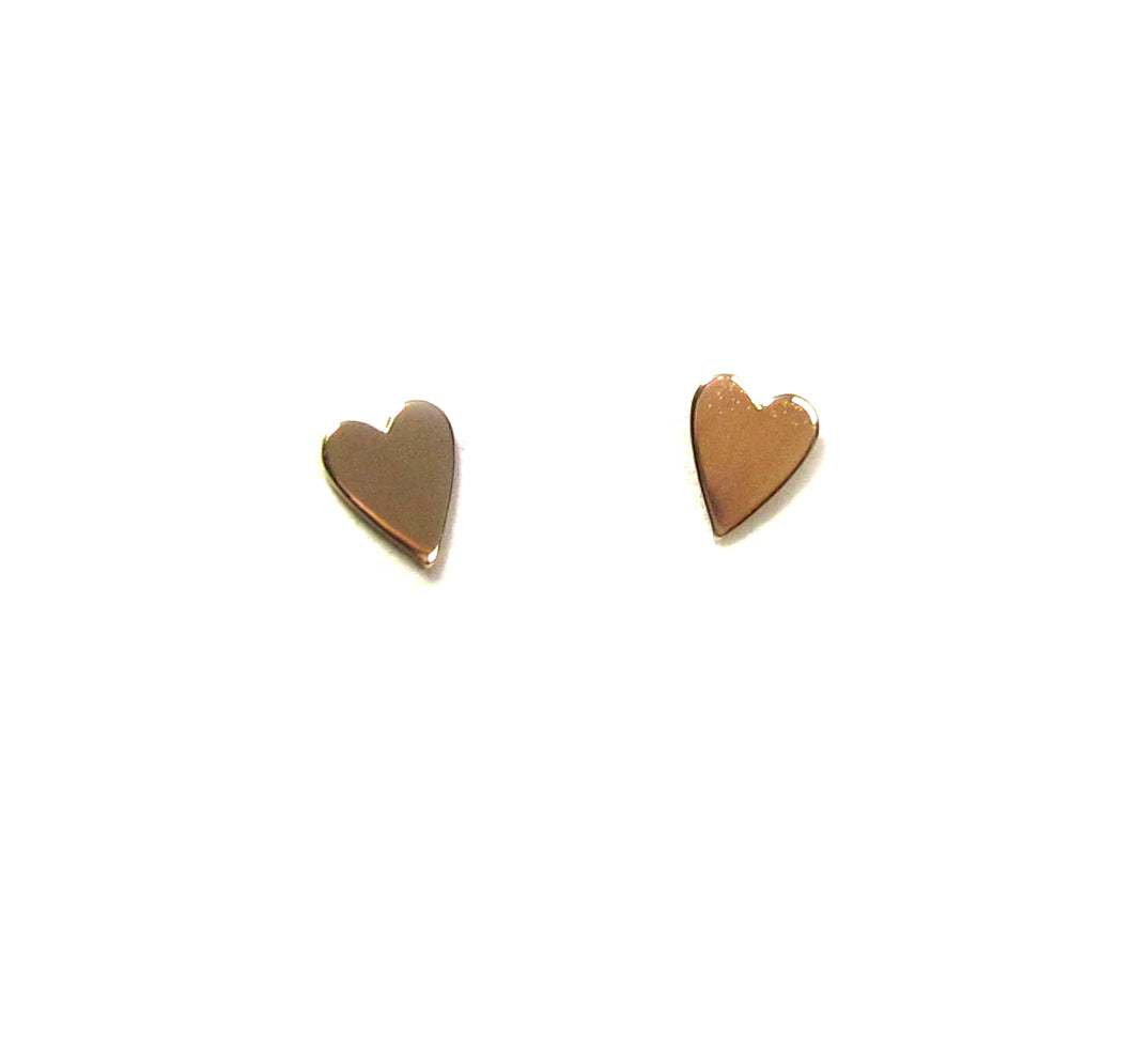 14K Solid Gold Heart Stud Earrings | Small or Tiny Heart Studs